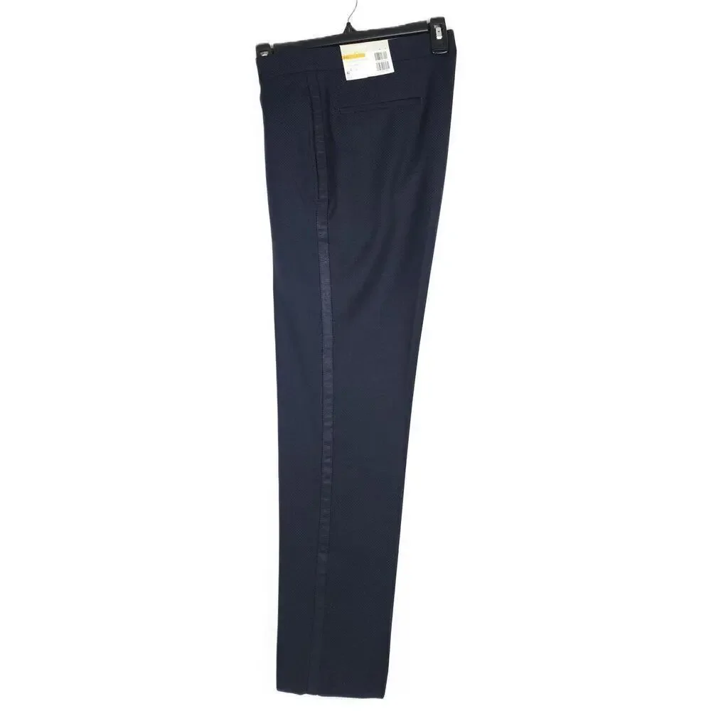 Alfani Mens Slim Fit 2 Piece Tuxedo Suit 38L 30x32 Navy Stretch Diamond Grid NWT
